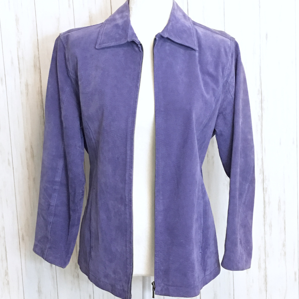 Blue/Purple Chicos Suede Leather Zipper Jacket